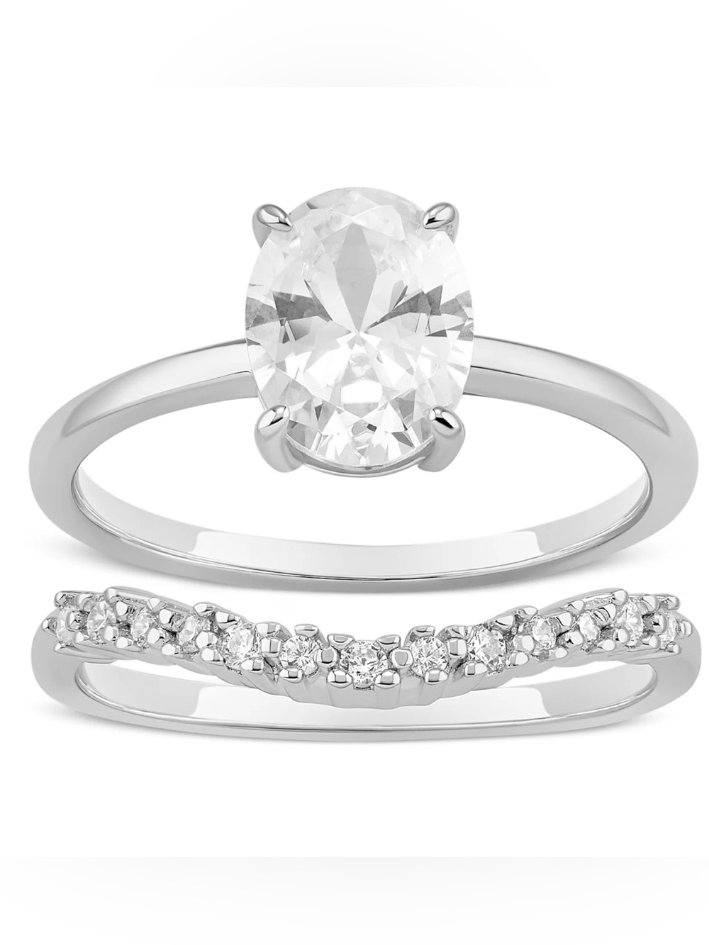 Giani Bernini Sterling Silver Cubic Zirconia Two-Piece Ring Set Size 7